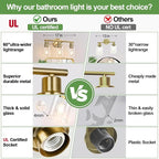 3-Light Gold Bathroom Light Fixtures, Modern Bathroom Vanity Light - Image 2