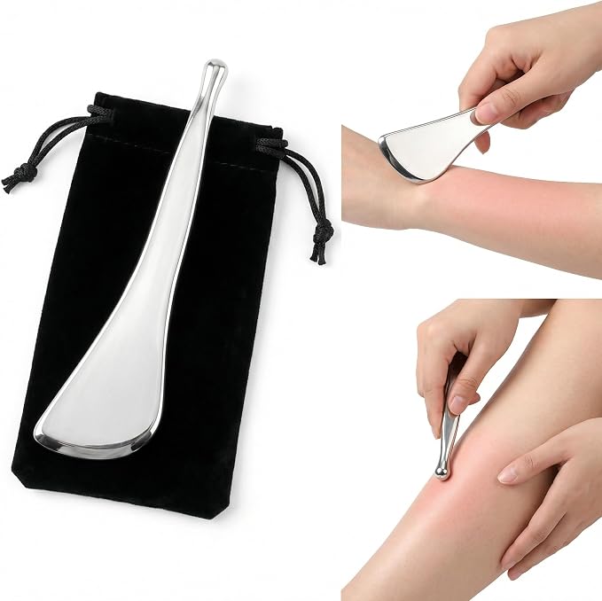 2-in-1 Dual-Ended Acupressure Massage Tool, Stainless Steel Gua Sha Scraper & by Unknown