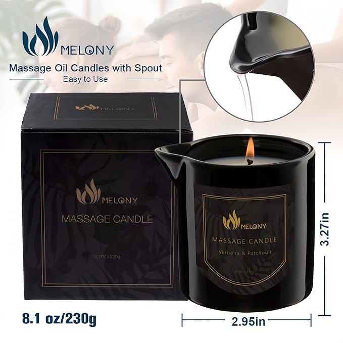 MELONY Massage Oil Candle for Pure Relaxation- 8.1 oz- Moisturizing Essential - Image 7