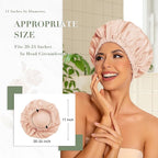 Reusable Shower Cap for Women, Large Waterproof Shower Bonnet Washable Elastic - Image 3