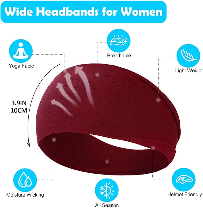 RITOPER Wide Headbands for Women Non Slip, Workout Yoga Running Womens Headband - Image 4