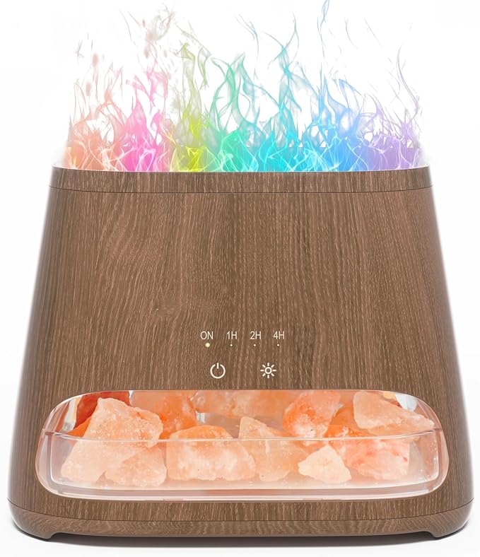 SALKING Colorful Flame Fire Diffuser Humidifier, Himalayan Salt Lamp, 7 Colors by SALKING