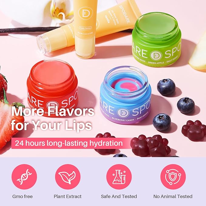 SPODARE Blueberry Lip Mask Overnight, Swirl Lip Sleeping Mask - Image 6