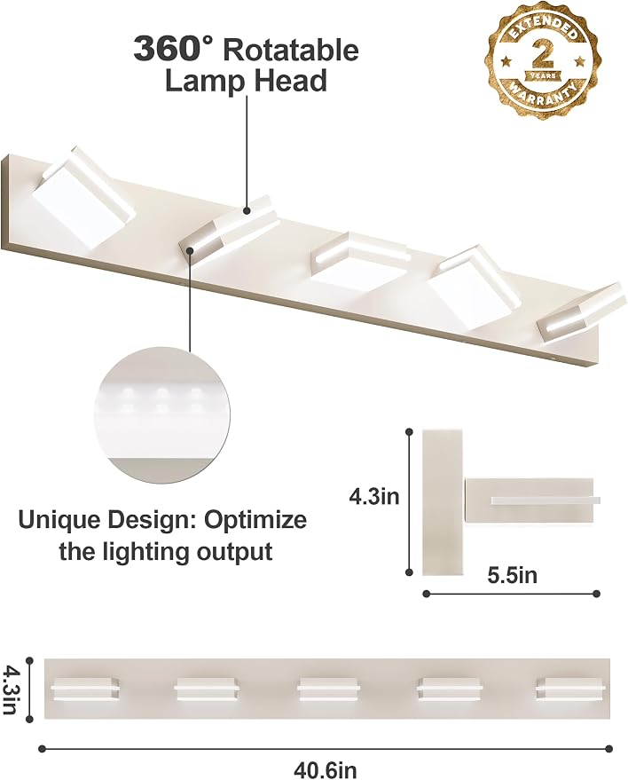 VOLISUN Modern Bathroom Vanity Light Fixtures, Brushed Nickel LED Bathroom - Image 4