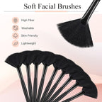 9 Pieces Facial Fan Mask Brushes, Soft Facial Applicator Brushes Tools - Image 5