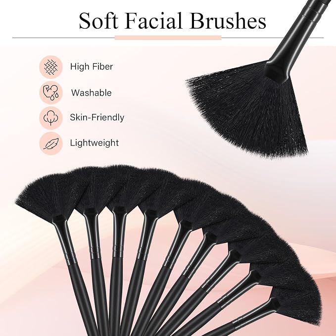 9 Pieces Facial Fan Mask Brushes, Soft Facial Applicator Brushes Tools - Image 5