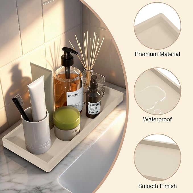 Bathroom Vanity Tray, 7.8 x 3.9 Inch Silicone Bathroom Tray Countertop - Image 2