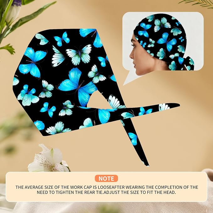 Adjustable Scrub Cap with Buttons & Sweatband, Working Hat with Elastic Tie Back - Image 5