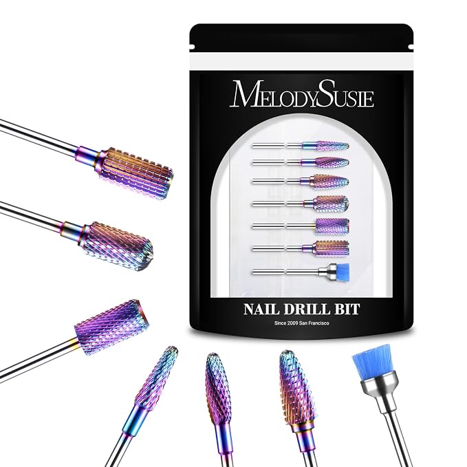 MelodySusie Nail Drill Bits Set, 3/32'' Professional Nail Bits by MelodySusie