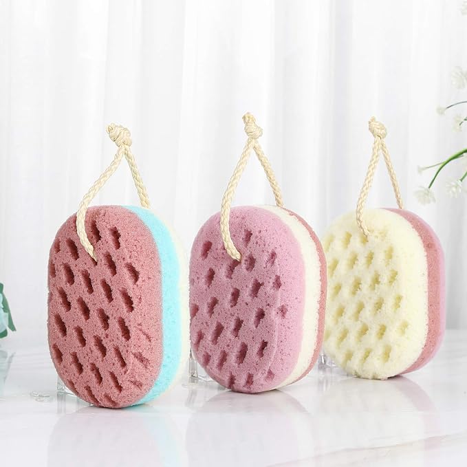3 Pcs Bath Sponge for Women, Kids. Sponge Loofah Body Scrubber Shower Sponge - Image 3