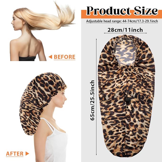 2 Pcs Large Shower Cap for Braids, Extra Long Shower Cap for Women Long Hair & - Image 2