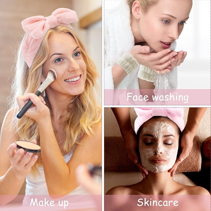 12PCS Microfiber Makeup Headbands and Wristbands Set - Image 8