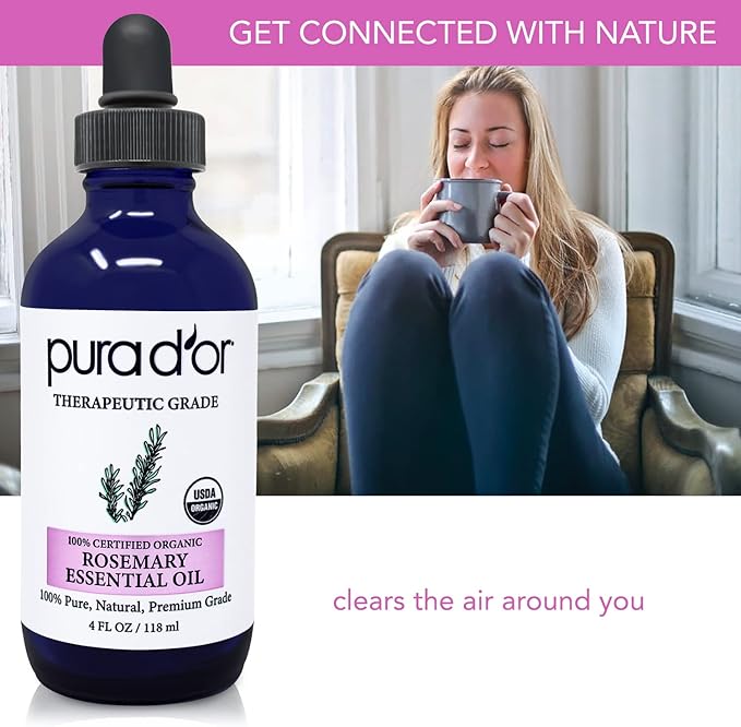 PURA D'OR Organic Rosemary Essential Oil, Therapeutic Grade, - Image 4