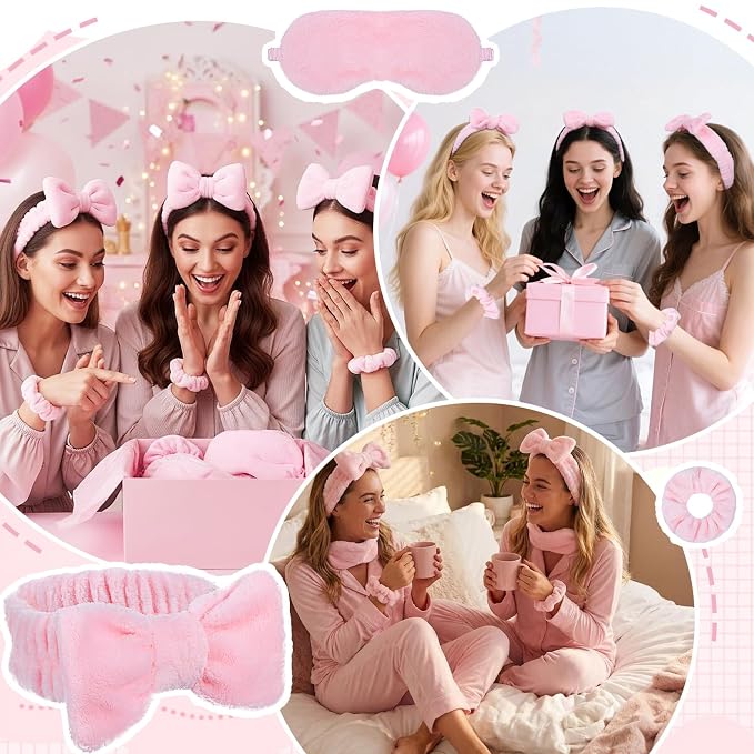 36 PCS Spa Headband Bulk, Girls Spa Headband Pink Makeup Headbands Eye Mask - Image 6