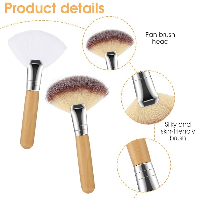 4Pcs Fluffy Facial Brushes Esthetician Fan Brushes Esthetician Short Handle Fan - Image 3
