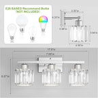 comzler 3-Light Bathroom Light Fixtures Over Mirror, Brushed Nickel Crystal - Image 2