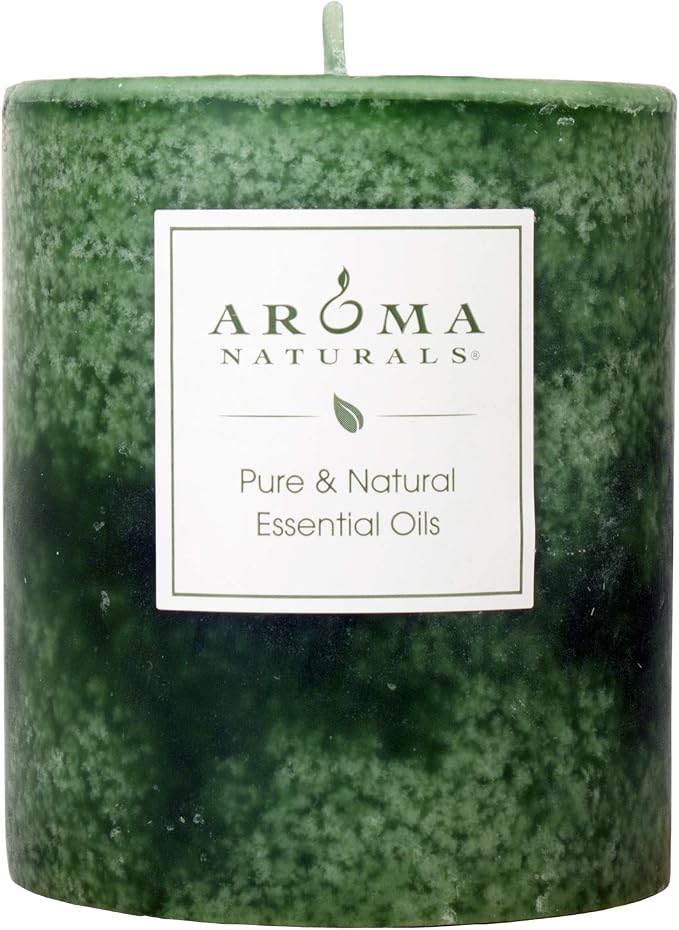 Aroma Naturals Holiday Juniper, Spruce and Basil Essential Oil Pillar Candle by Aroma+Naturals