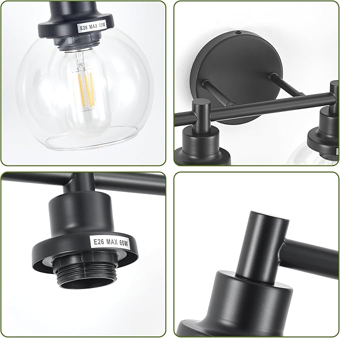 6-Light Bathroom Light Fixture Black Vanity Lights Over Mirror Modern Wall - Image 4