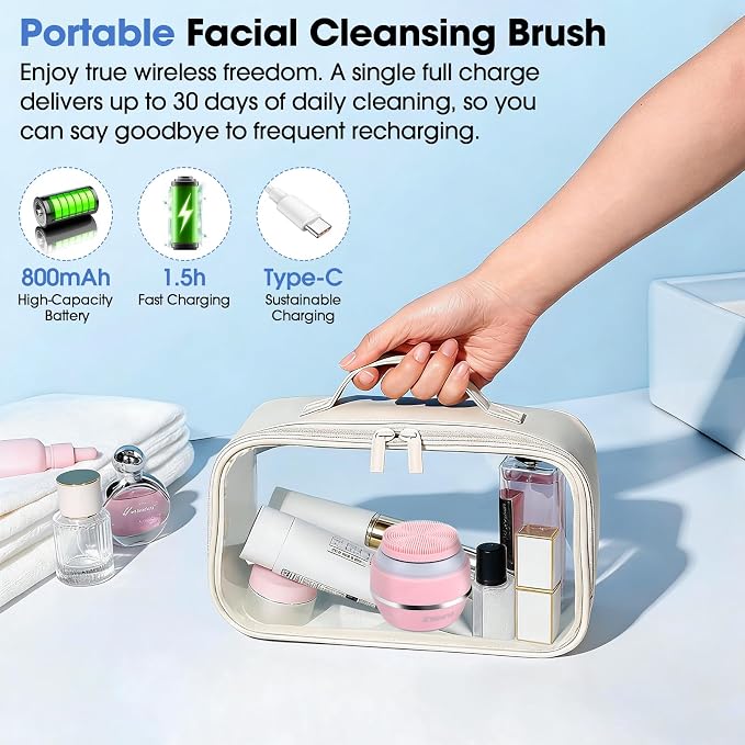 Electric Facial Cleaner with 6 Modes & 3 Light Effects, Rechargeable Waterproof - Image 8