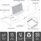 Foldable Bathtub Caddy Tray for Tub, Bamboo Expandable Bath Table Trays - Image 5