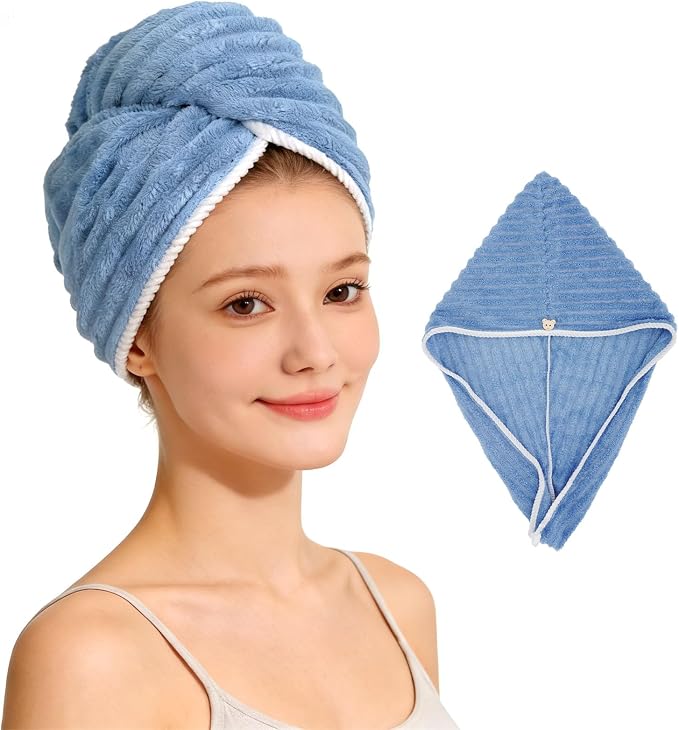 Microfiber Hair Towel Wrap for Women, Soft Lightweight Quick Dry Turban by Unknown