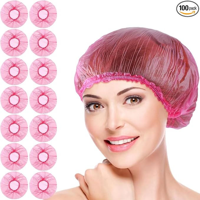 100Pcs Pink Disposable Shower Caps by Unknown