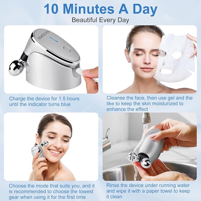Facial Massager Device Electric Face Gua Sha Vibration Tools Facial Rollers - Image 5