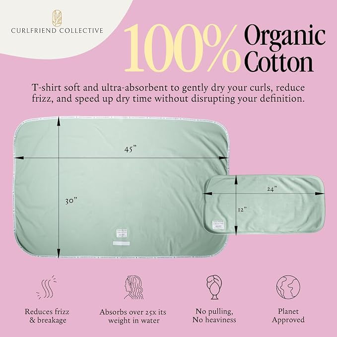 Curlfriend Collective Cotton Cloud T-Shirt Hair Towel Duo – Sage The Day Hair - Image 3
