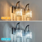 Bathroom Crystal Vanity Lights 2-Light Black Wall Lamp Modern Crystal Bathroom - Image 2