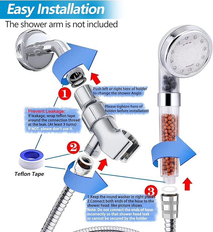 FASTRAS LED Shower Head with Handheld, High Pressure Shower Head with Hose - Image 6