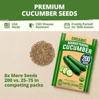 HOME GROWN Organic Marketmore Cucumber Seeds 200+ Heirloom Non-GMO Seeds - Image 7