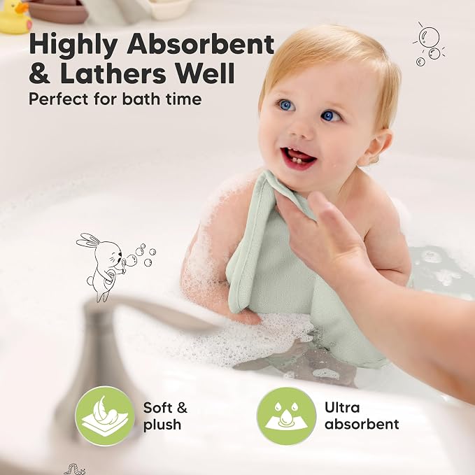6-Pack Baby Washcloths – Soft Absorbent Viscose from Bamboo Washcloths - Image 3