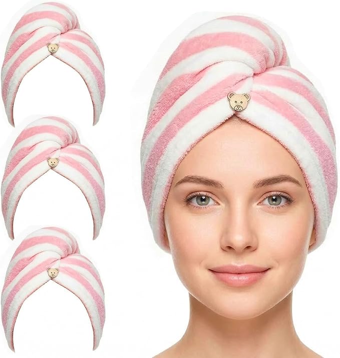 3 Pack Microfiber Hair Towel Wrap by YHPDYL