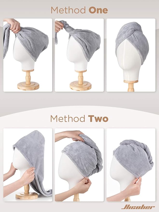 Hicober Microfiber Hair Towel, 3 Packs Hair Turbans - Image 7