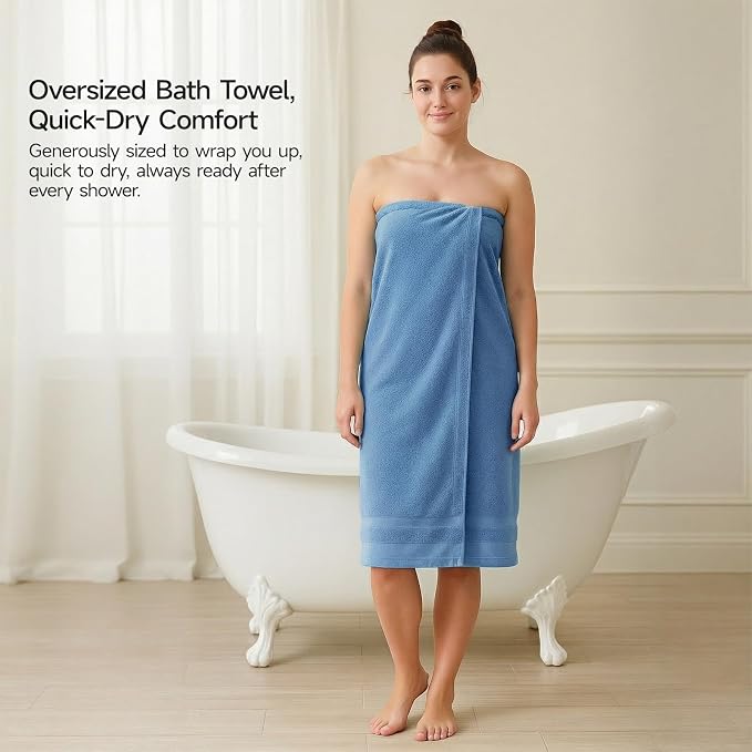 REDKISS 100% Cotton Bath Towels Set of 2, Extra Large Bath Sheets 35 X 70 Inches - Image 3