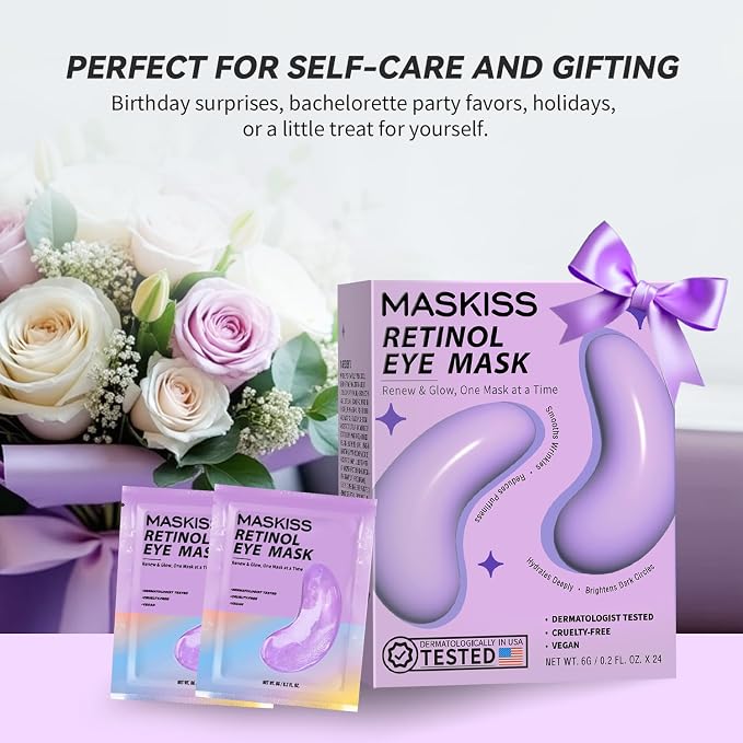 Maskiss Retinol Under Eye Patches, Puffy Eyes & Wrinkles, Firming Collagen Eye - Image 7