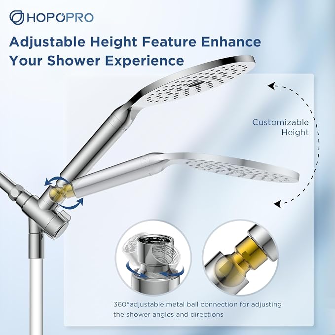Dual Filtered Handheld Shower Heads Combo, HOPOPRO 15-Mode High Pressure - Image 5