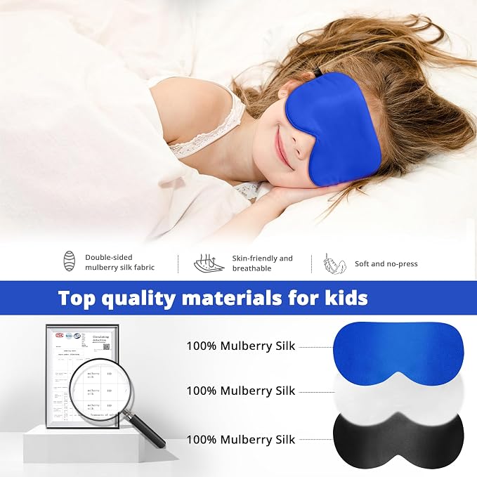 Kids Sleep Mask Eye Cover, 100% Real Natural Pure Silk Eye Mask - Image 2