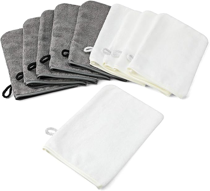 PHOGARY 10 Pack Microfiber Body Wash Mitts, Soft Face Mitten, Bath Spa Cloth - Image 2