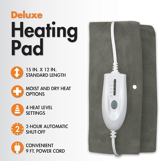 TheraCare Deluxe Heating Pad | Moist & Dry Heat | Four-Heat Settings | Sore - Image 3