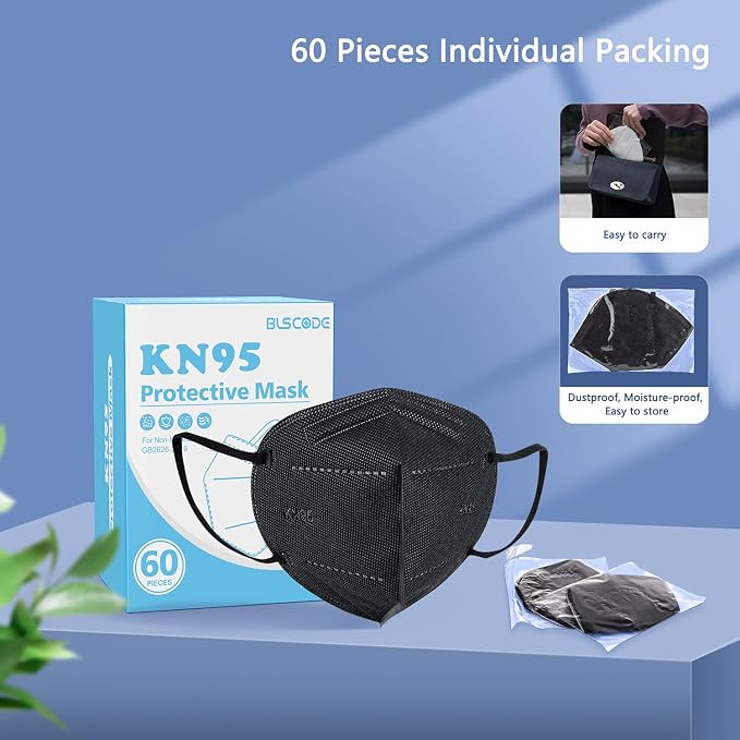 BLScode KN95 Face Mask 60 Pack, Individually Wrapped 5-Layer face Masks - Image 8