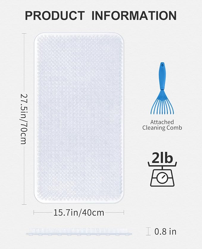 OTHWAY Non Slip Grassy Bathtub Mat : 27.5X15.7 inches Sturdy But Soft Bath - Image 4