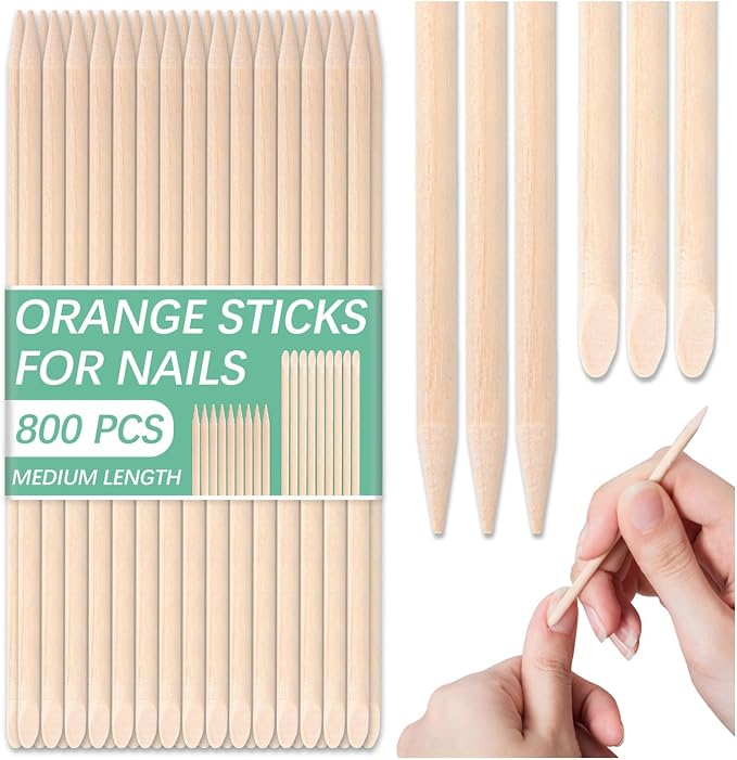 800 Pcs Orange Wood Sticks for Nails, Double Sided Multi-Use Wooden Cuticle by Unknown