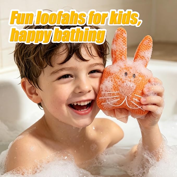 Kids Loofah, Cute Cartoon Animal Kids Bath Sponge - Image 5
