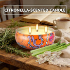 Summer Citronella Scented 3 Wick Candle, Soy Wax Candle - Image 4