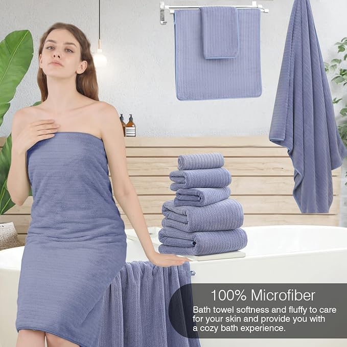 18 Piece Family Bath Towel Set Include 6 Bath Towels, 6 Hand Towels and 6 - Image 4