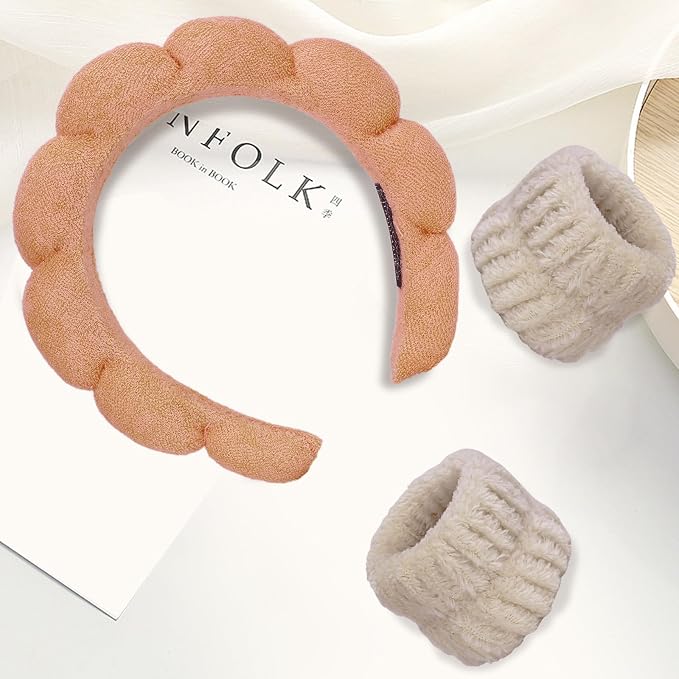 Beleki Spa Headband for Washing Face Wristband Set Sponge Headband Makeup - Image 6