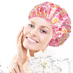 Shower Caps for Women, Double Layers Shower Cap Reusable Waterproof, Bathing - Image 2