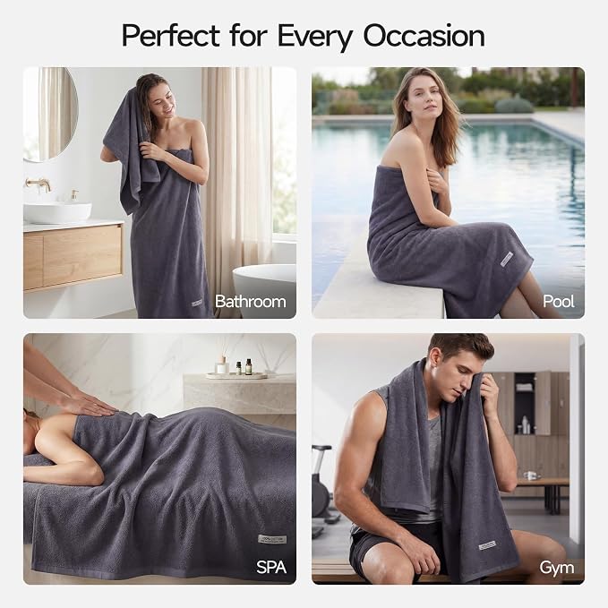 ecolook Bath Towels Set of 4, 100% Cotton, 27 x 55 Inches, Quick-Drying & - Image 8