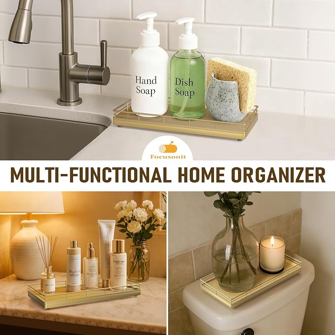 Bathroom Vanity Tray for Countertop, Bathroom Organizer for Soap, Perfume & - Image 5